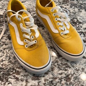 Vans Yellow Canvas Old Skool Sneakers with White Stripe
